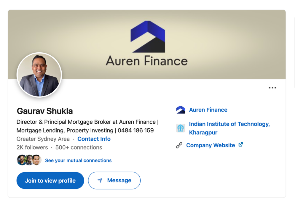 LinkedIn Profile Screenshot